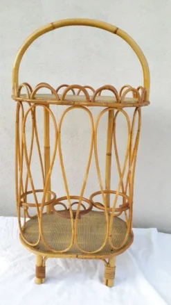 Panier porte-bouteille bar en rotin