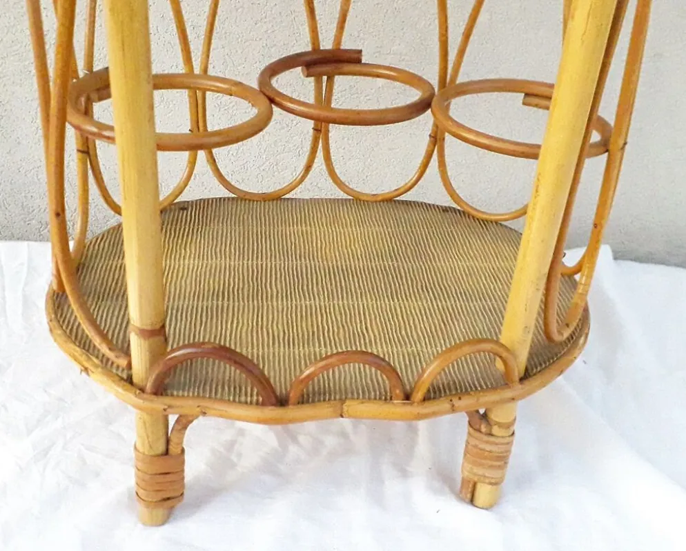 Panier porte-bouteille bar en rotin