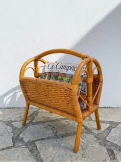 Panier / porte-revues rotin vintage