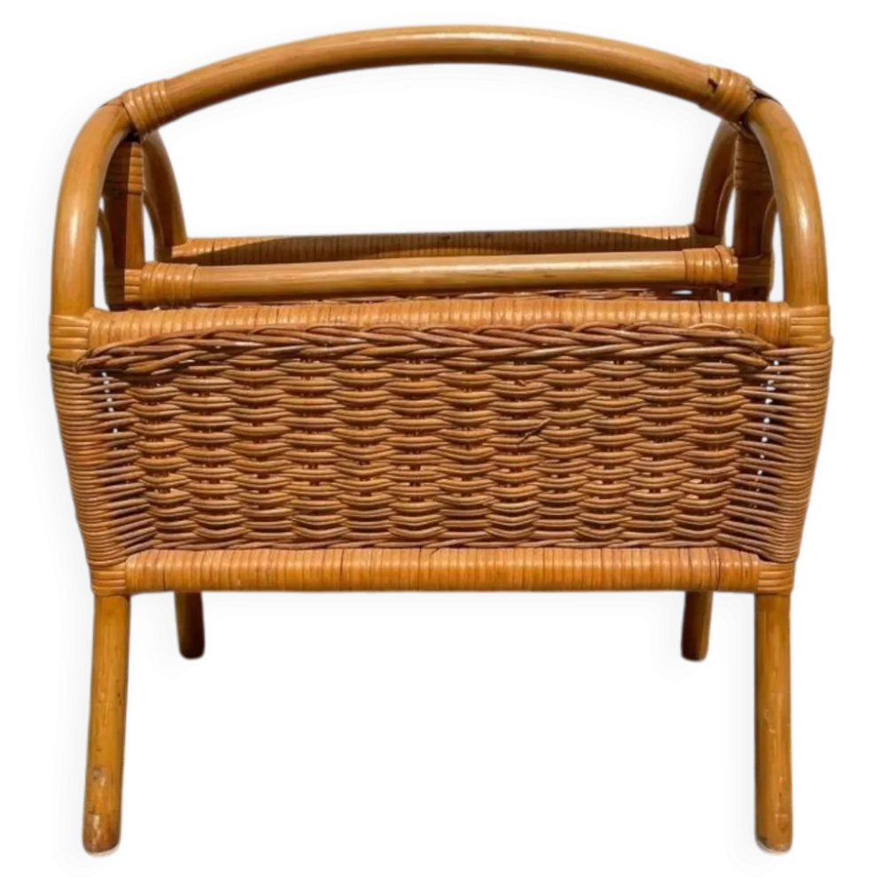 Panier / porte-revues rotin vintage