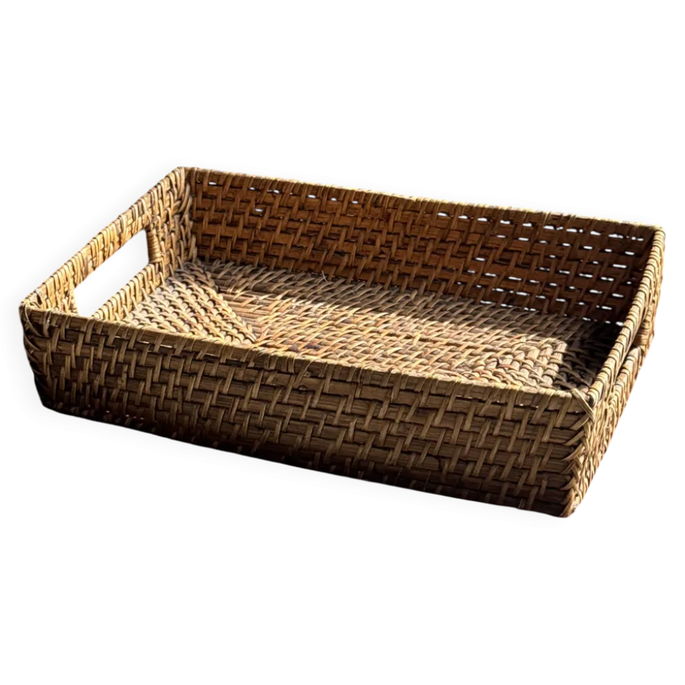 Panier rectangulaire en osier tressé L32 l20 H8 cm
