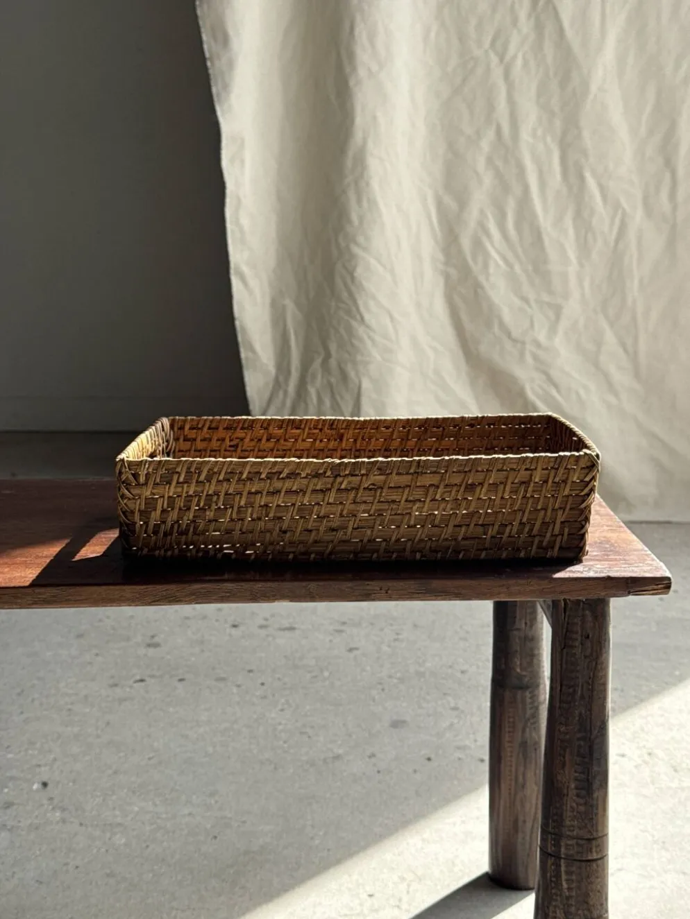 Panier rectangulaire en osier tressé L32 l20 H8 cm