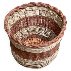 Panier rond en osier tressé bicolore