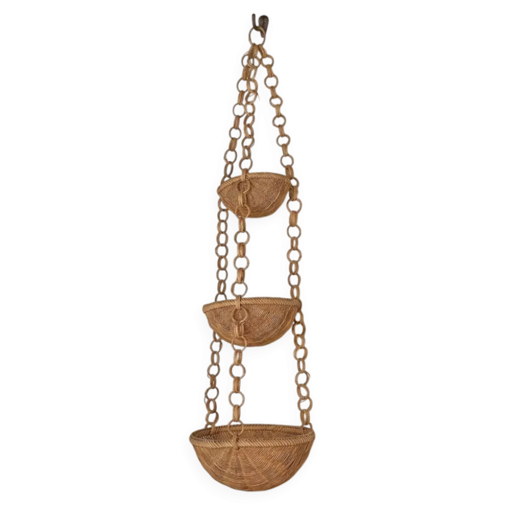 Panier suspendu tressé vintage