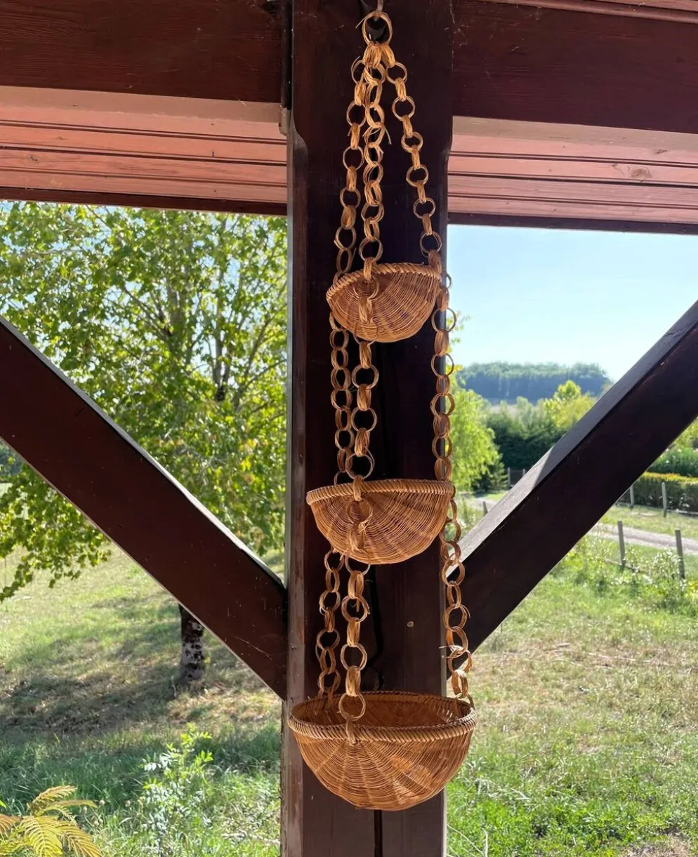 Panier suspendu tressé vintage