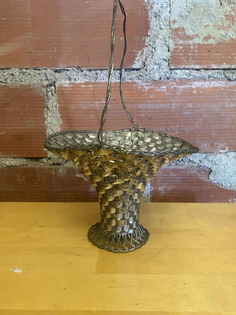 Panier Tressé Ancien Metal Argenté Vintage #E015