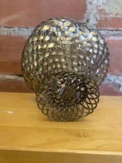 Panier Tressé Ancien Metal Argenté Vintage #E015