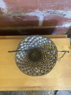 Panier Tressé Ancien Metal Argenté Vintage #E015