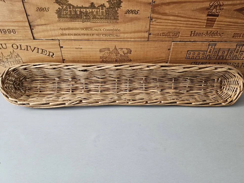 Panière boulanger vintage en osier tressé