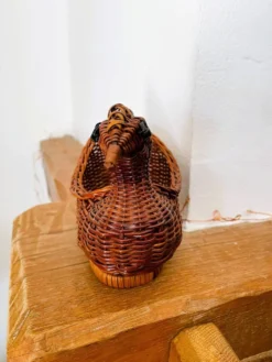 Panière / corbeille en osier en forme de canard (vintage)