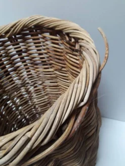 Panière corbeille haute 55cm rotin ronde ancienne