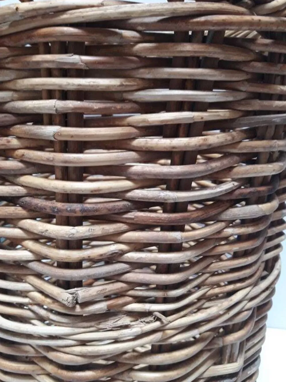 Panière corbeille haute 55cm rotin ronde ancienne
