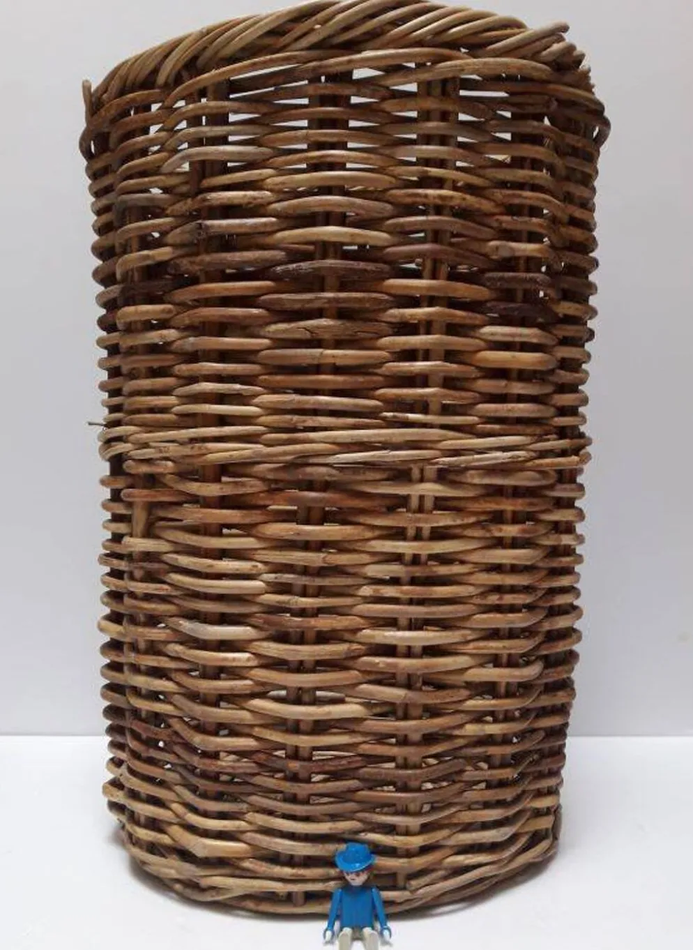 Panière corbeille haute 55cm rotin ronde ancienne