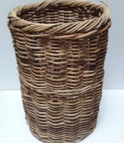 Panière corbeille haute 55cm rotin ronde ancienne