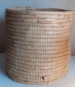Panière corbeille ronde vintage en paille
