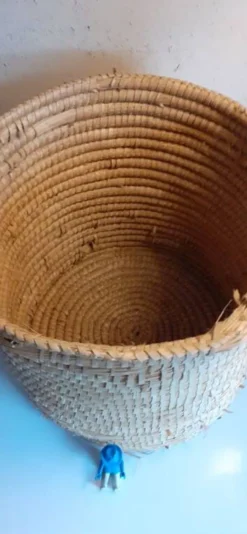 Panière corbeille ronde vintage en paille