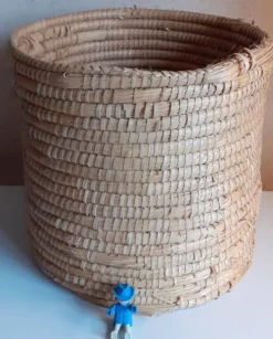 Panière corbeille ronde vintage en paille