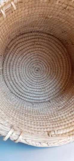 Panière corbeille ronde vintage en paille