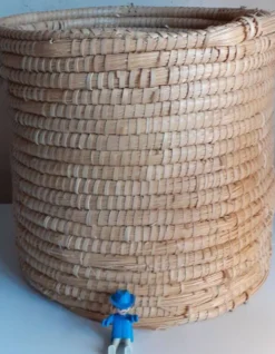 Panière corbeille ronde vintage en paille