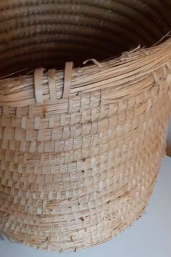 Panière corbeille ronde vintage en paille