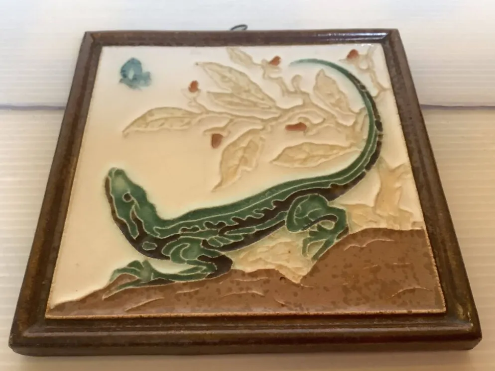 Panneau céramique salamandre lézard royal delft