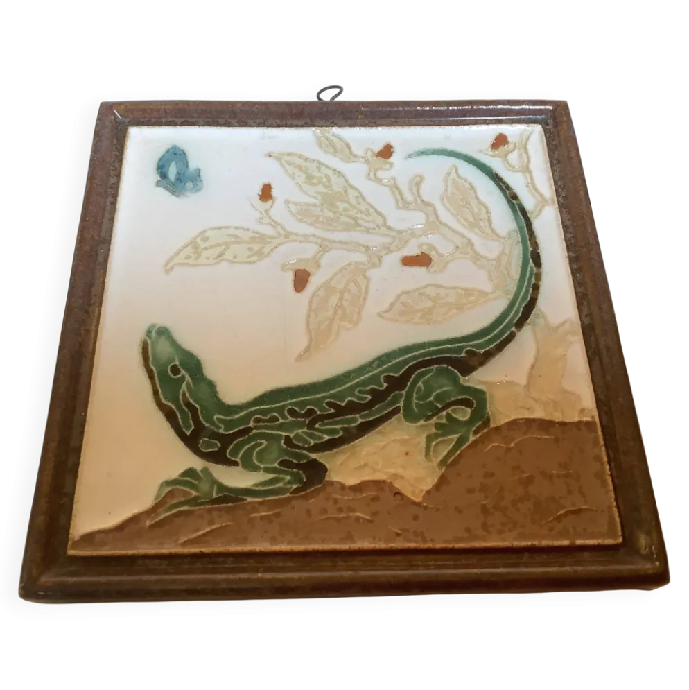 Panneau céramique salamandre lézard royal delft
