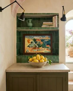 Panneau d’art en carreaux de céramique émaillée Mid-Century coloré, Anduze