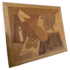 Panneau en marqueterie de bois inspiré de Picasso