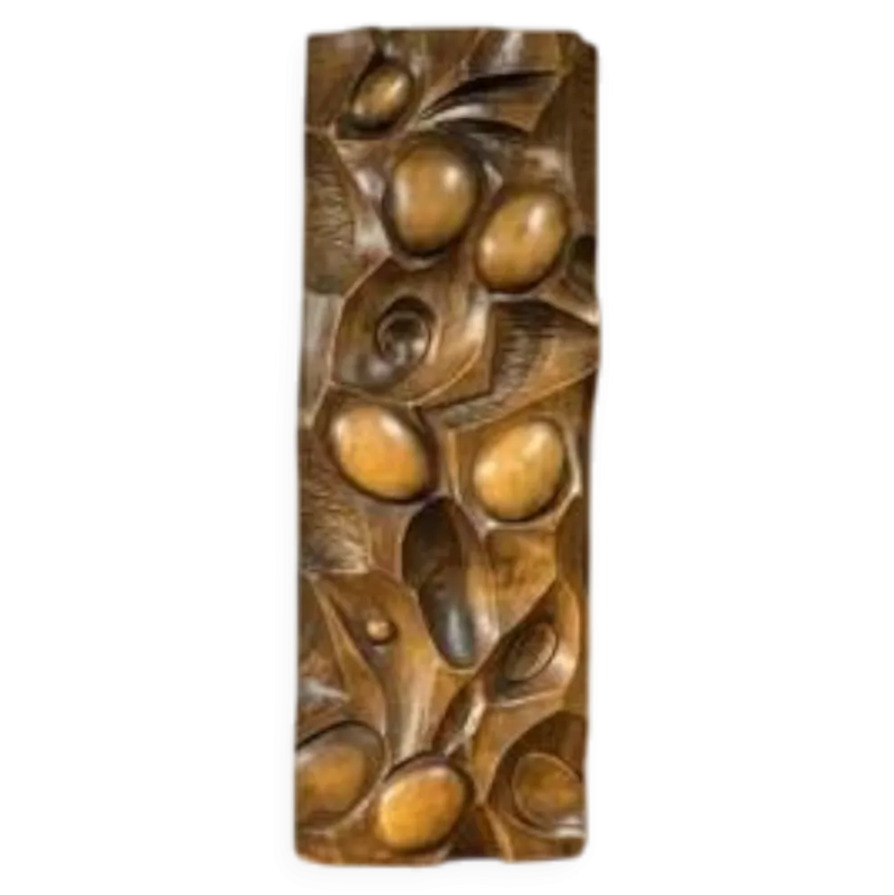 Panneau mural en bois sculpté, art mural, milieu du 20e siècle, 55 × 20 × 5 cm