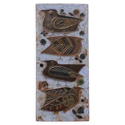 Panneau mural en céramique du milieu du siècle avec des oiseaux stylisés par Amphora, Belgique, vers.
