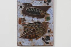 Panneau mural en céramique du milieu du siècle avec des oiseaux stylisés par Amphora, Belgique, vers.