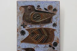 Panneau mural en céramique du milieu du siècle avec des oiseaux stylisés par Amphora, Belgique, vers.