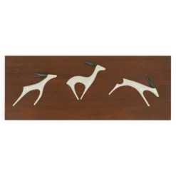 panneau mural en teck porcelaine antilopes sgrafo design moderne années 60 peter mueller