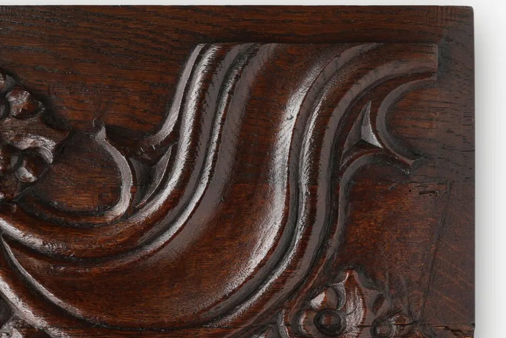 Panneau sculpté en chêne gothique, Belgique, 16e siècle