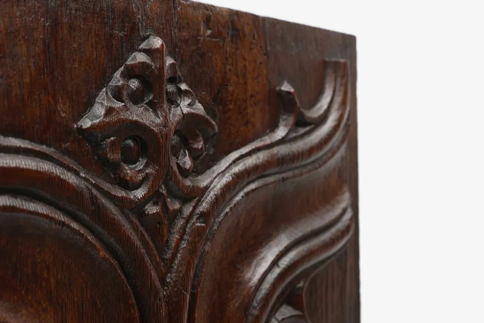 Panneau sculpté en chêne gothique, Belgique, 16e siècle