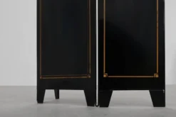 Paravent de cheminée Art Déco noir et or français, années 1930