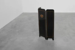 Paravent de cheminée Art Déco noir et or français, années 1930