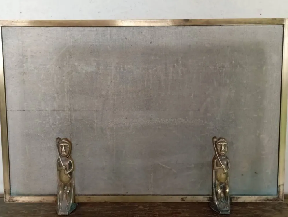 Pare feu bronze et laiton Anton Prinner