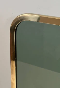 Pare-Feu Design à Panneau Unique en Verre Teinté Vert avec Cadre en Laiton