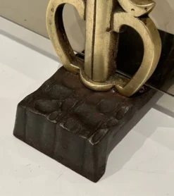 Pare-Feu en Verre Fumé sur Supports en Bronze Art Déco dans le Goût de Raym
