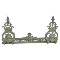 Parure de cheminée en laiton, chenets style napoléon III