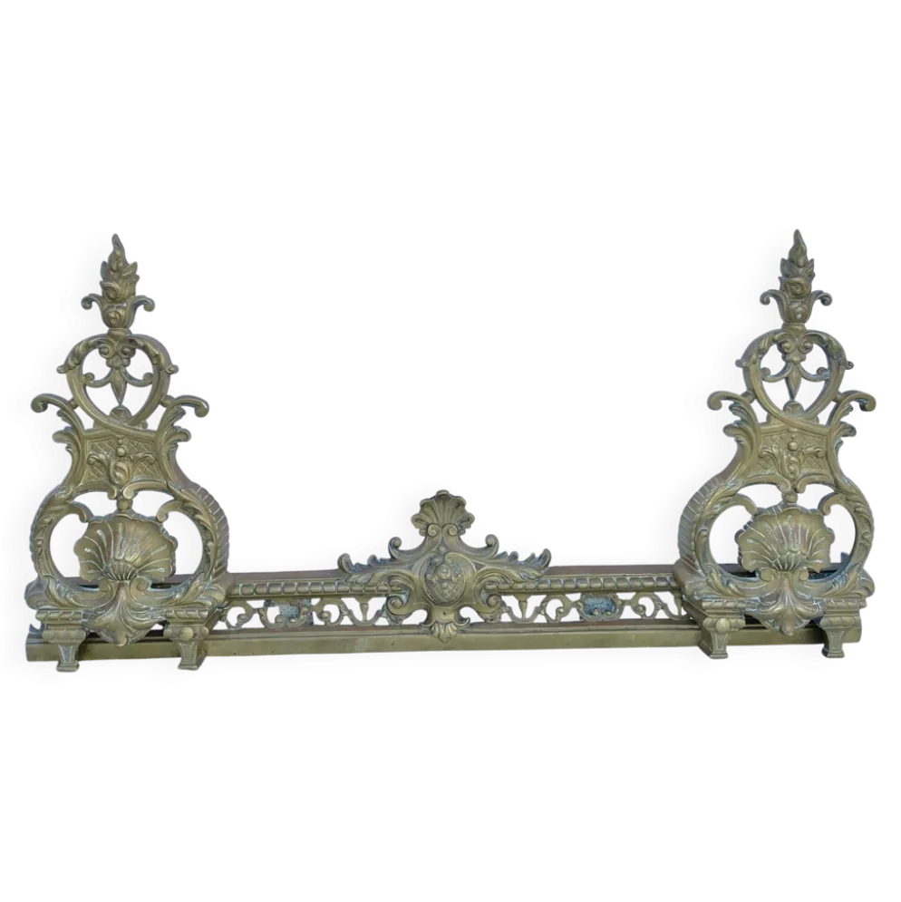 Parure de cheminée en laiton, chenets style napoléon III