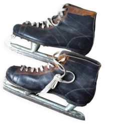 Patins a glace en cuir 2 tons années 60
