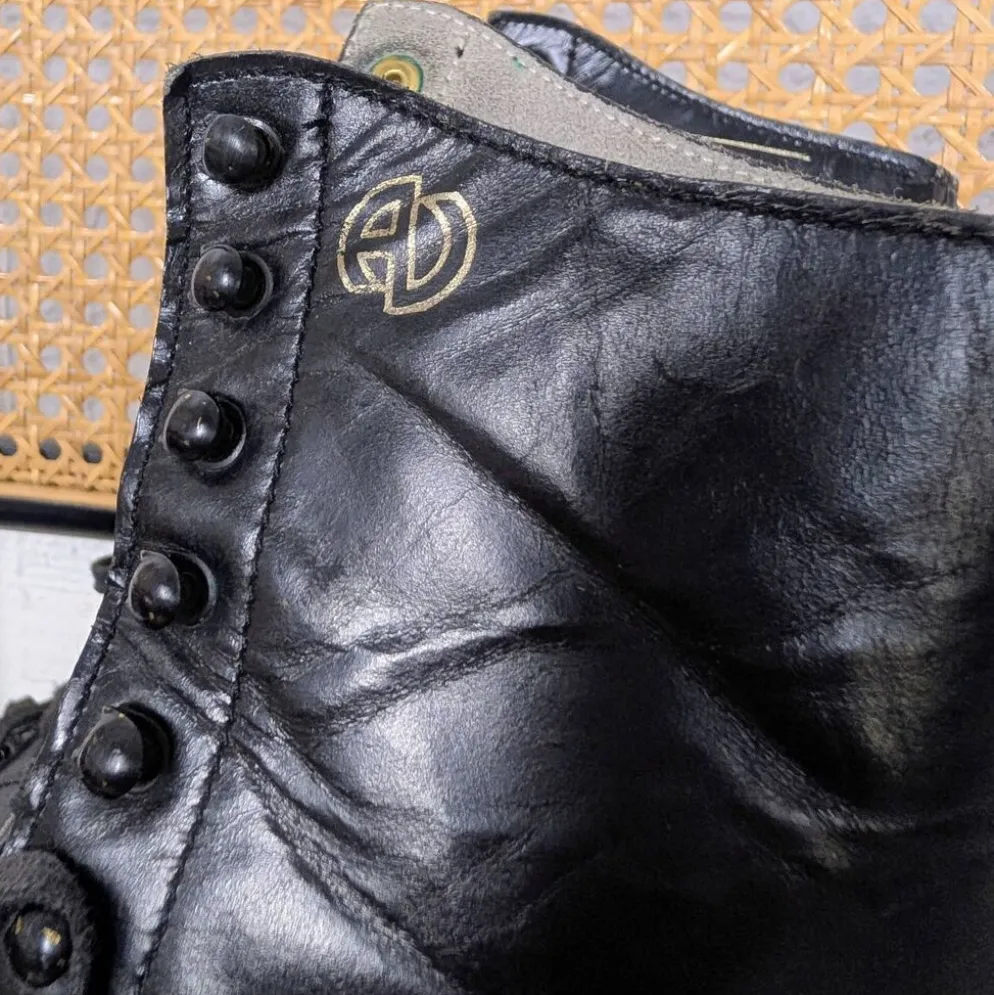 Patins à glace vintage Alain Giletti en cuir noir