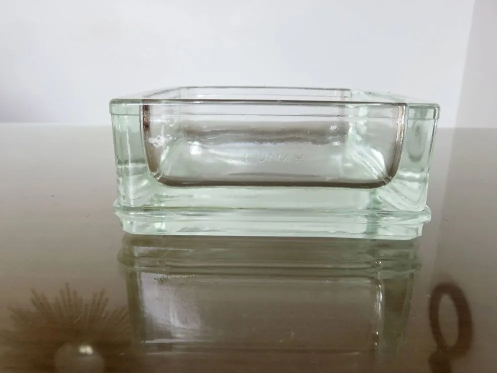 Pavé de verre, cendrier, vide poche, signé "LUMAX" années 40 50