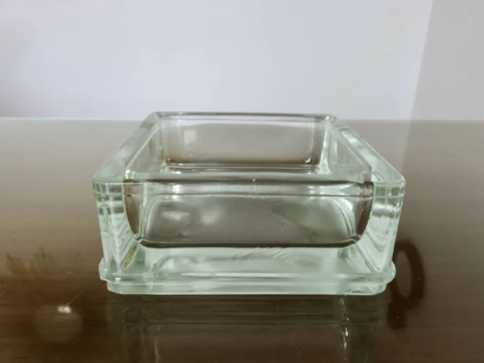 Pavé de verre, cendrier, vide poche, signé "LUMAX" années 40 50
