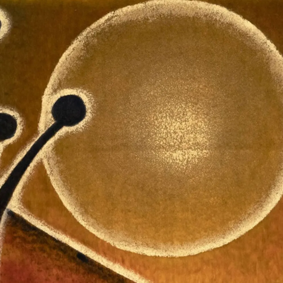 Paysage avec Soleil et Lune, Peinture Textile, années 1970