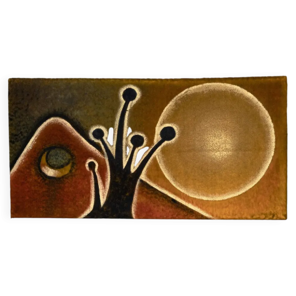 Paysage avec Soleil et Lune, Peinture Textile, années 1970