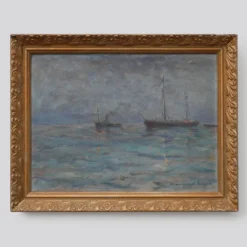 Paysage marin avec des voiliers - Herman Van den Berghe, vers 1900-1920