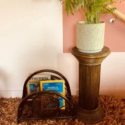Pédestal à plantes en rotin vintage